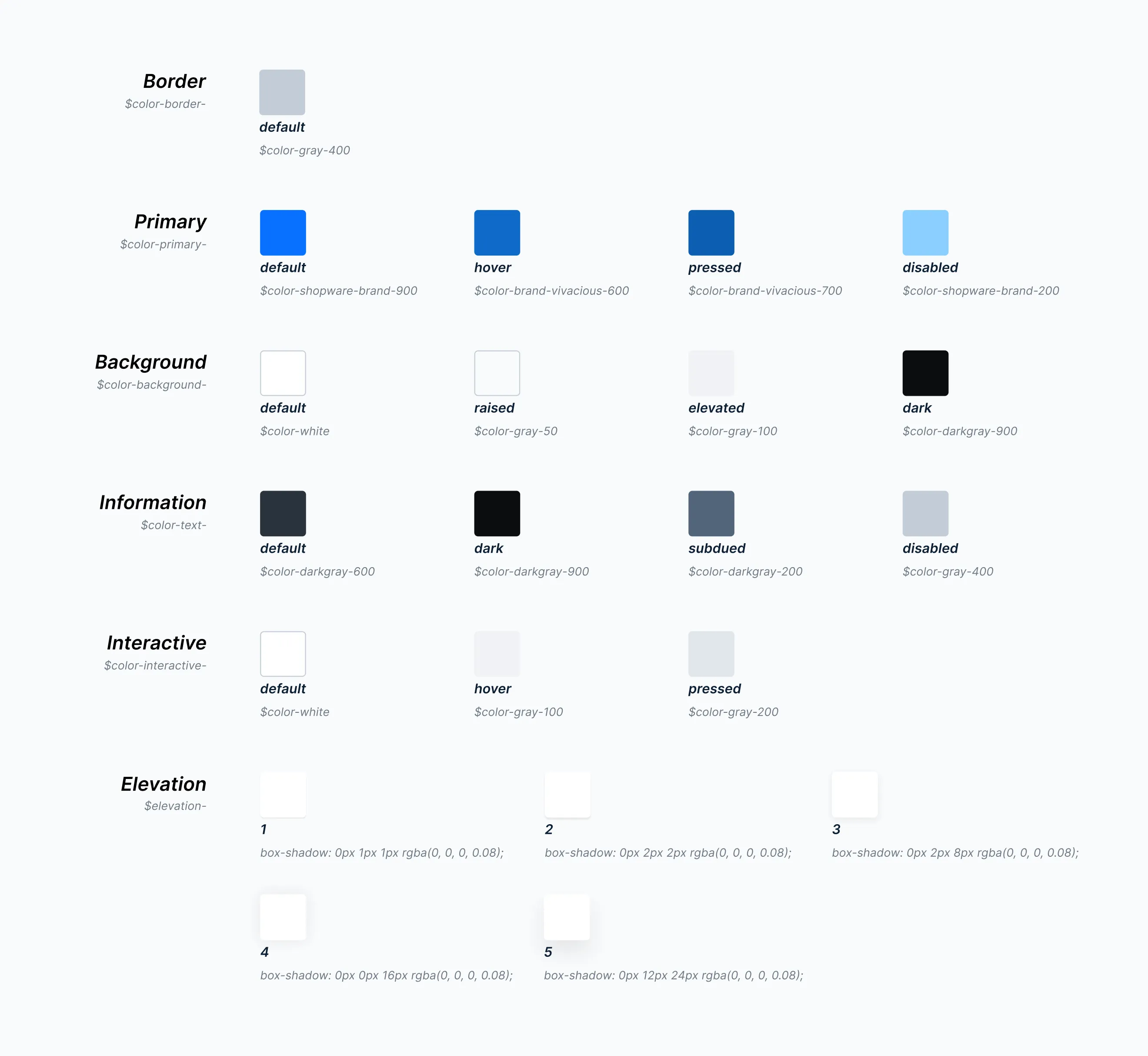 Digital Sales Rooms color palette and elevation styles